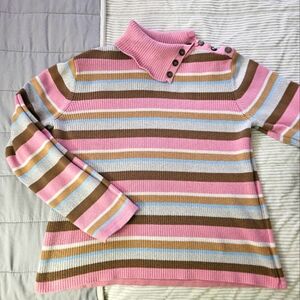 Crazy Horse  Liz Claiborne Company Striped Pink and Brown Women's Sweater Size L